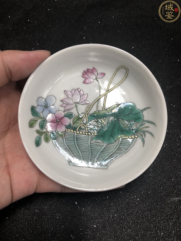 古玩陶瓷大清光緒年製官窯款粉彩提籃花盤拍賣,當前價格980元