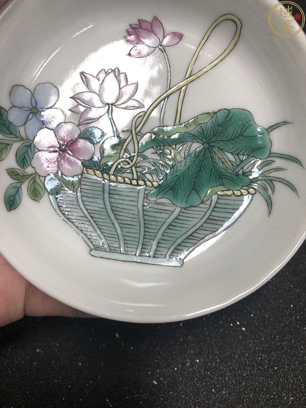 古玩陶瓷大清光緒年製官窯款粉彩提籃花盤拍賣,當前價格980元