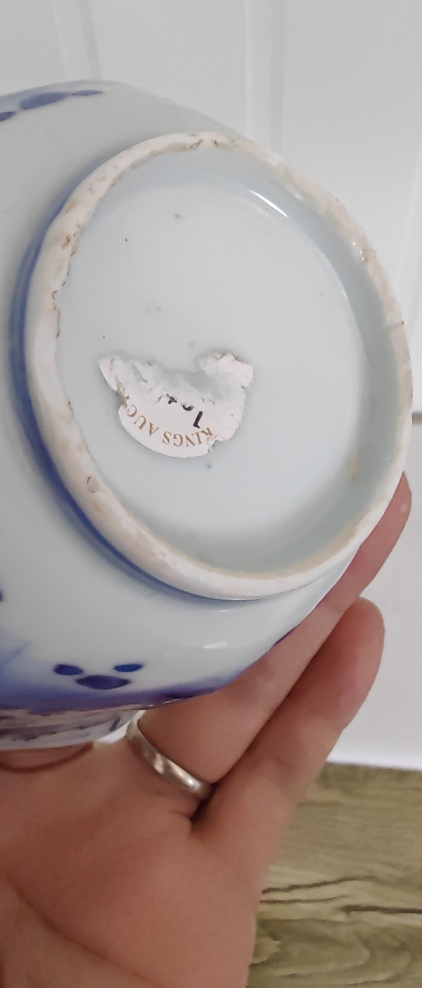 古玩陶瓷順治·人物山水青花八方碗拍賣,當前價格4800元