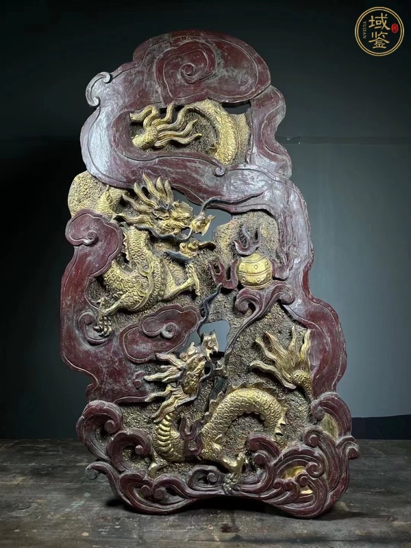 古玩雜項(xiàng)木雕龍板真品鑒賞圖