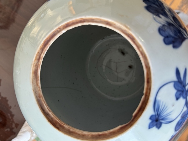 古玩陶瓷豆青釉青花富貴白頭冬瓜罐拍賣,當前價格588元
