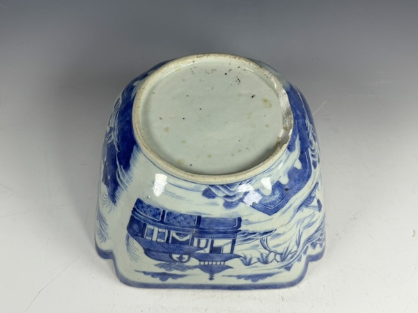 古玩陶瓷清中期青花山水樓閣紋四方倭角碗拍賣,當前價格6828元