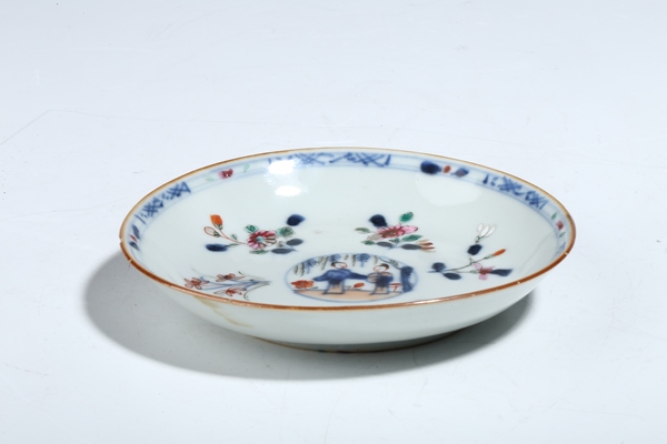 古玩陶瓷康熙青花加彩花卉人物故事盤(pán)拍賣(mài),當(dāng)前價(jià)格980元