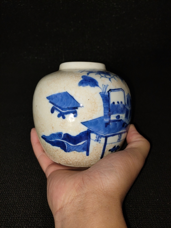 古玩陶瓷【咸豐】哥釉青花博古圖蓋罐【太漂亮了】拍賣,當(dāng)前價格0元
