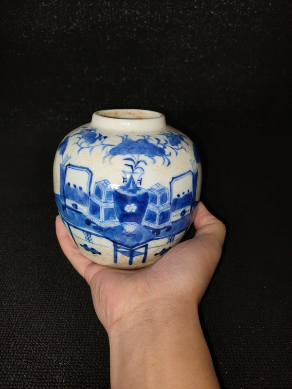 古玩陶瓷【咸豐】哥釉青花博古圖蓋罐【太漂亮了】拍賣,當(dāng)前價格0元