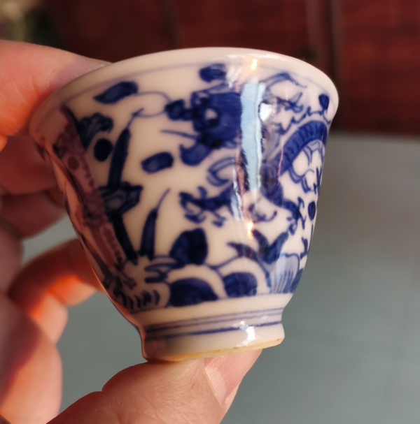 古玩陶瓷【精美茶杯】晚清民國青花龍紋杯一對拍賣,當(dāng)前價格500元
