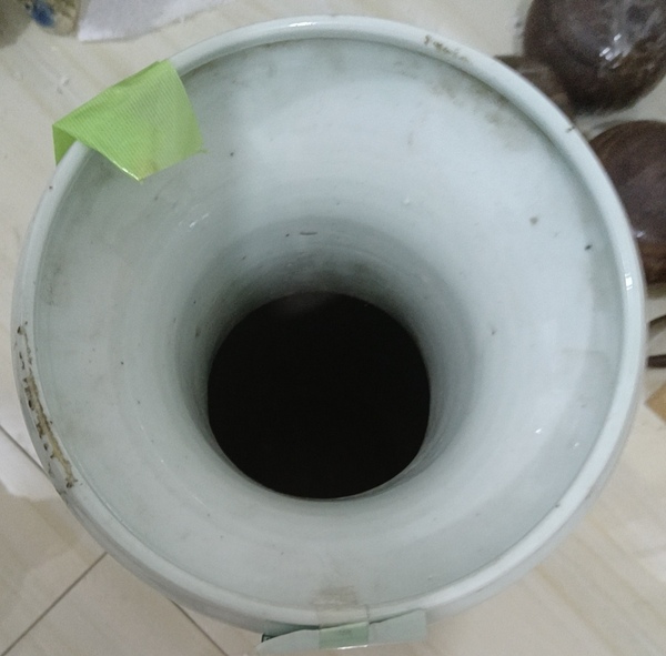 古玩陶瓷豆青釉青花博古清供圖盤口瓶拍賣,當前價格3980元