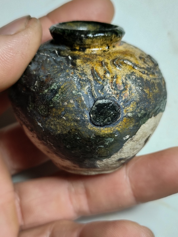 古玩陶瓷吉州窯綠釉龍紋水盂拍賣，當前價格1600元