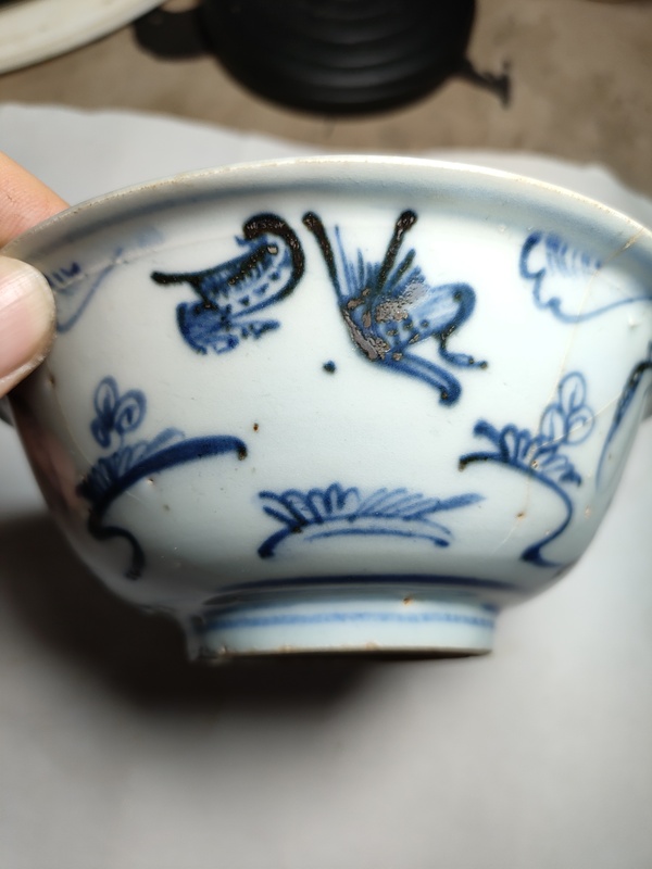 古玩陶瓷蘆雁紋青花碗拍賣,當前價格860元