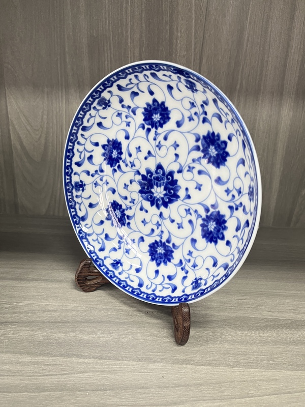 古玩陶瓷藍料彩花卉紋盤拍賣,當前價格230元
