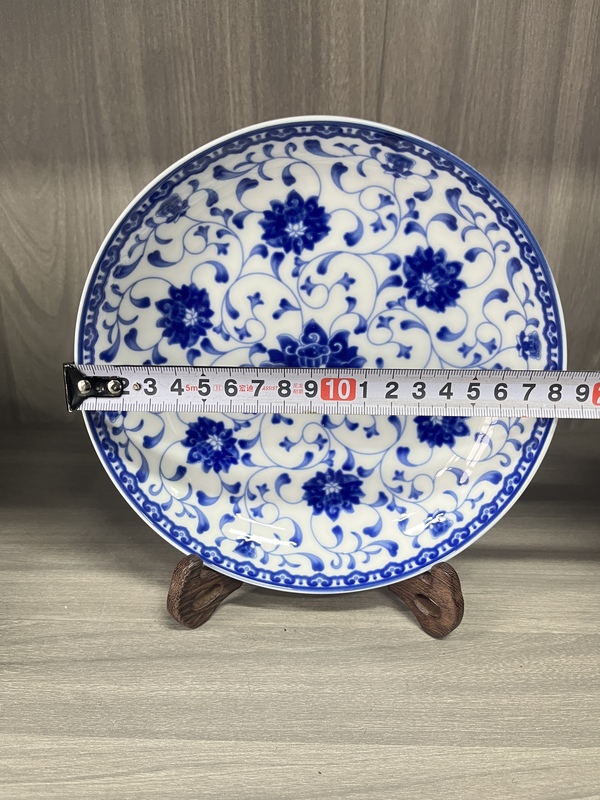 古玩陶瓷藍料彩花卉紋盤拍賣,當前價格230元