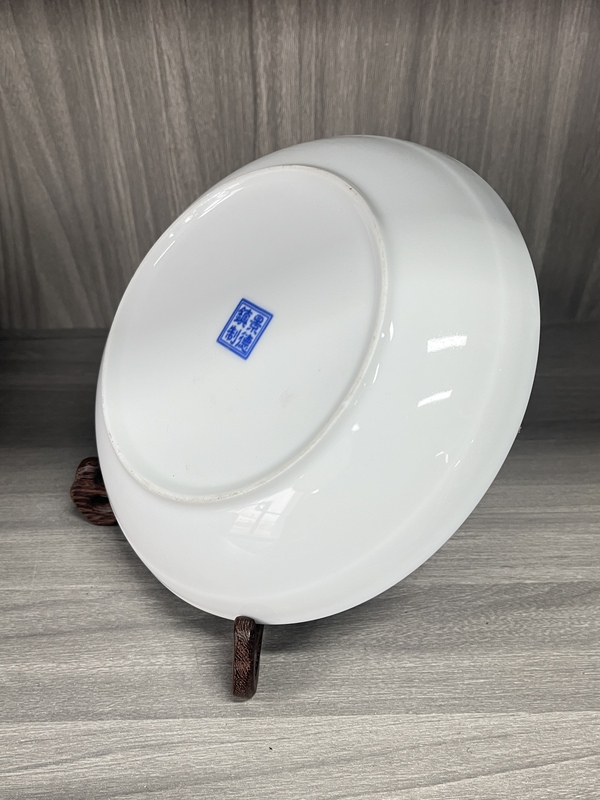古玩陶瓷藍料彩花卉紋盤拍賣,當前價格230元