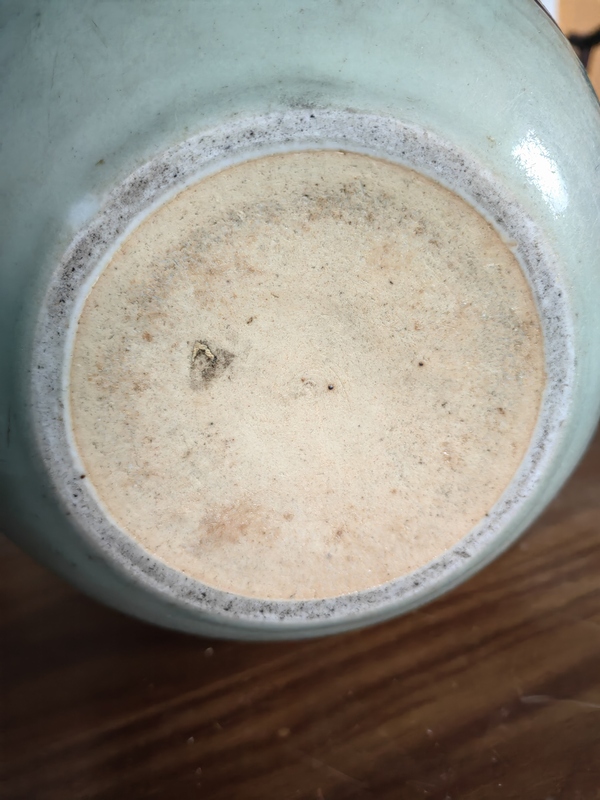 古玩陶瓷乾隆豆青釉堆白青花團鶴紋卷缸拍賣,當前價格18000元
