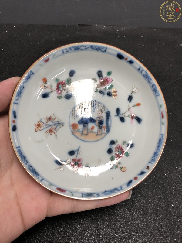 古玩陶瓷康熙青花加彩花卉人物故事盤(pán)拍賣(mài),當(dāng)前價(jià)格980元