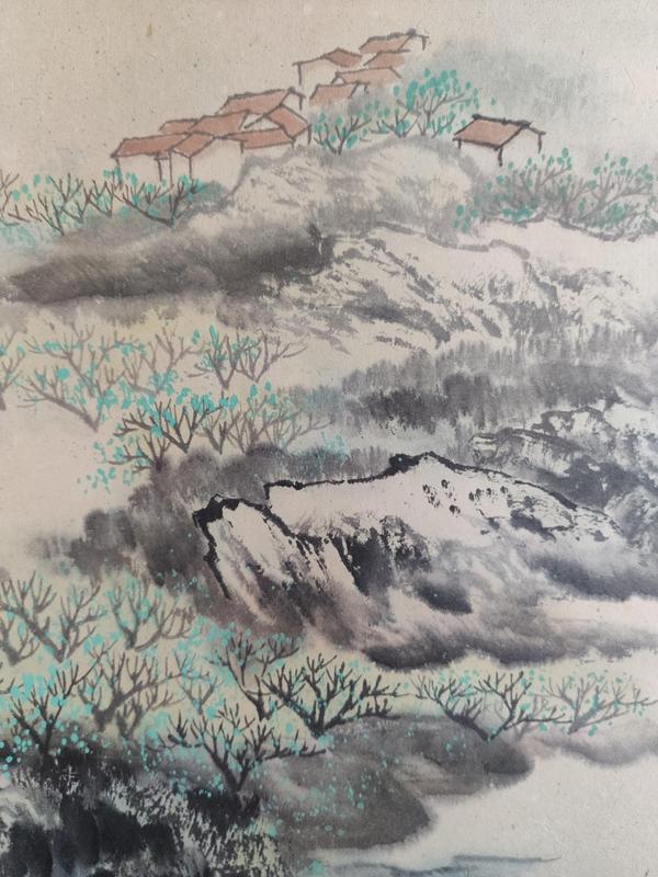 古玩字畫海派名家 吳青霞弟子 著名畫家 呂大衛 綠影叢中 青綠山水手工原裱立軸拍賣,當前價格2988元
