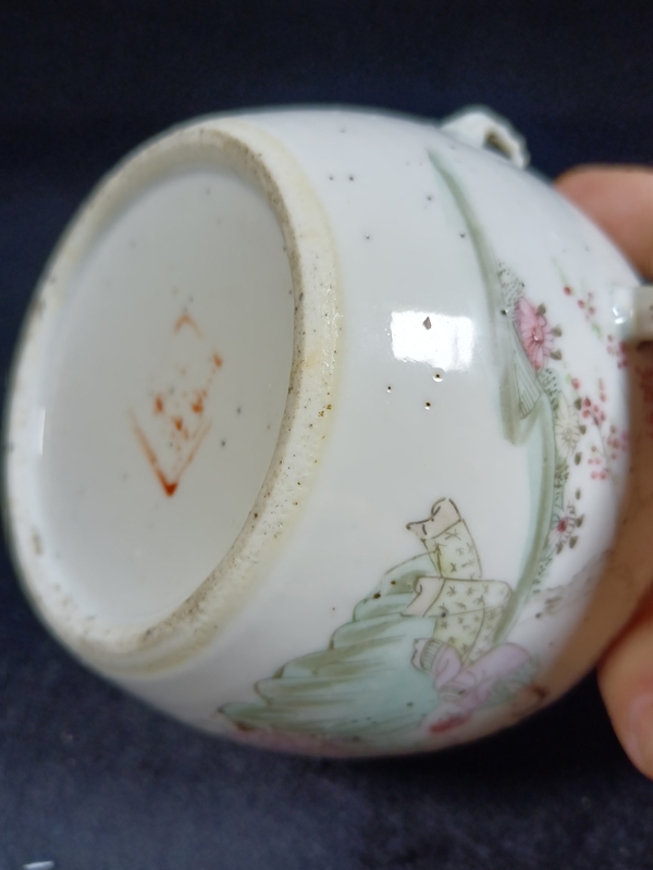 古玩陶瓷民國時期桃花美女仕女人物粉彩四系粥罐拍賣,當前價格488元