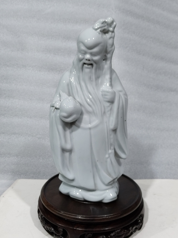 古玩陶瓷白釉壽星人物塑像拍賣,當前價格690元