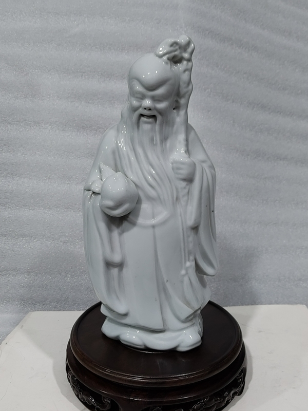古玩陶瓷白釉壽星人物塑像拍賣,當前價格690元