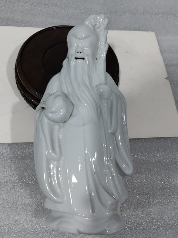 古玩陶瓷白釉壽星人物塑像拍賣,當前價格690元