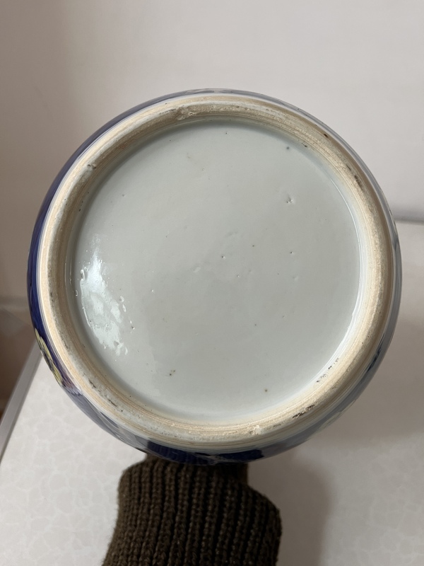 古玩陶瓷晚清小康光緒大號青花留白加彩冰梅罐拍賣,當前價格6888元
