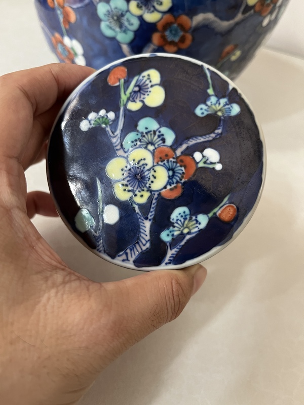古玩陶瓷晚清小康光緒大號青花留白加彩冰梅罐拍賣,當前價格6888元