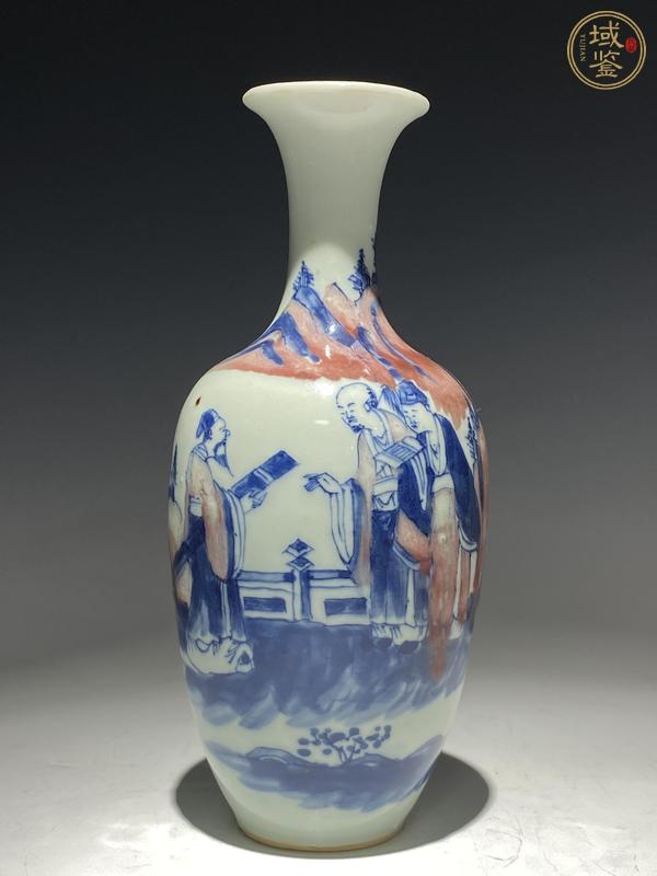 古玩陶瓷青花釉里紅虎溪三笑紋萊芙瓶真品鑒賞圖