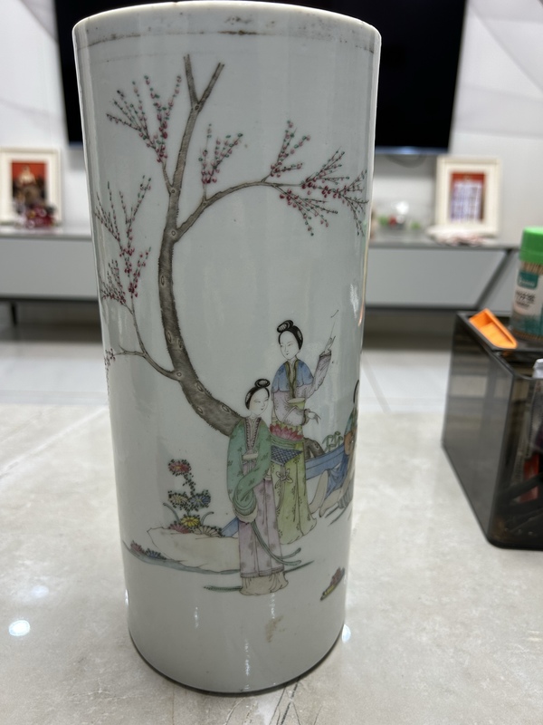 古玩陶瓷仕女紋粉彩帽筒拍賣，當前價格1500元