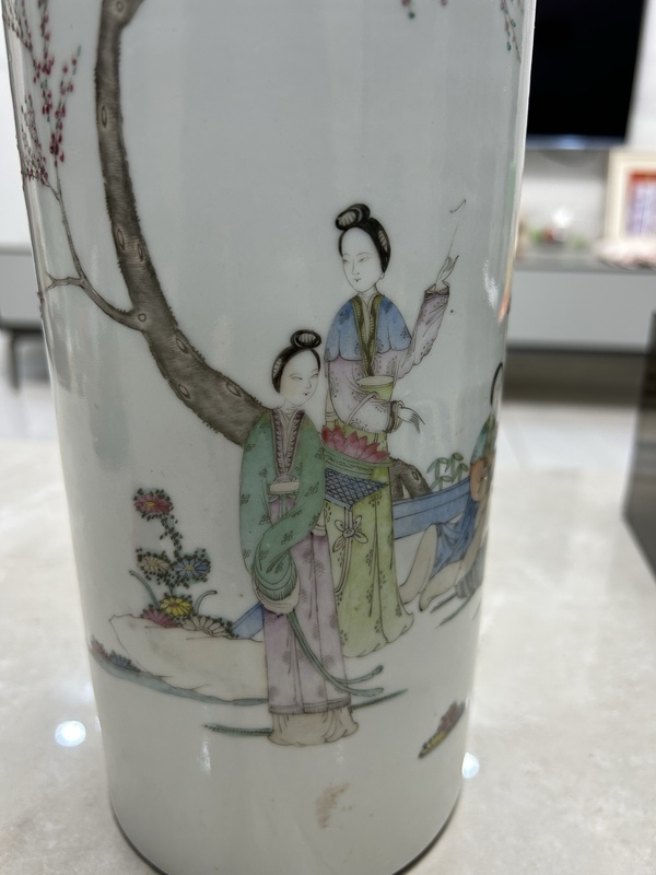 古玩陶瓷仕女紋粉彩帽筒拍賣，當(dāng)前價(jià)格1500元