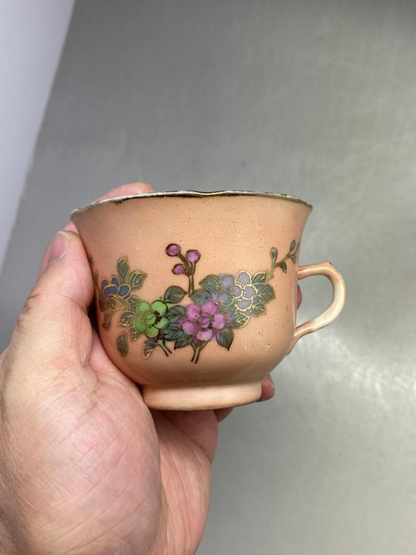 古玩陶瓷【民國·工藝水平突飛猛進的時代】粉彩花卉杯碟拍賣,當前價格1388元
