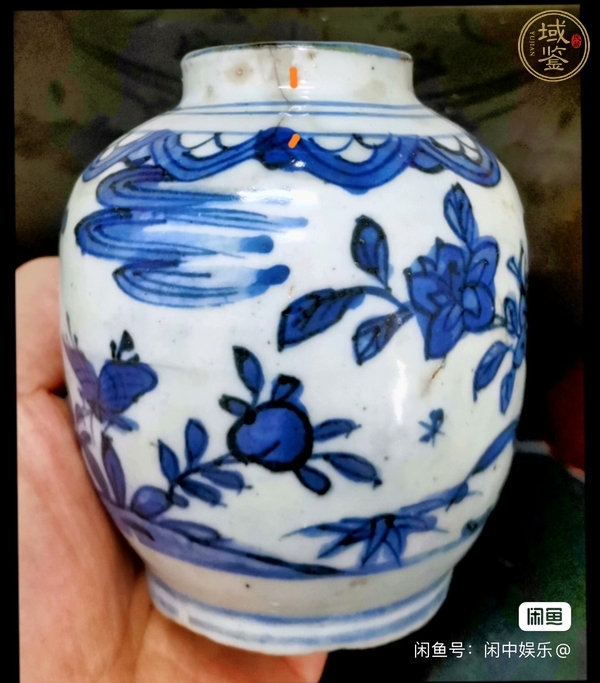 古玩陶瓷花鳥紋青花罐真品鑒賞圖