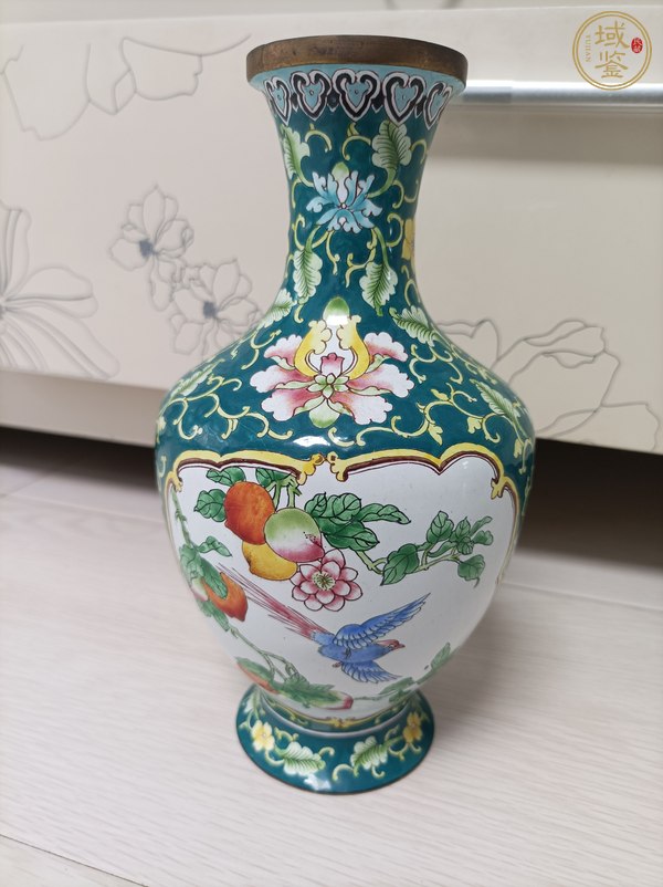 古玩陶瓷銅胎琺瑯花鳥瓶 真品鑒賞圖