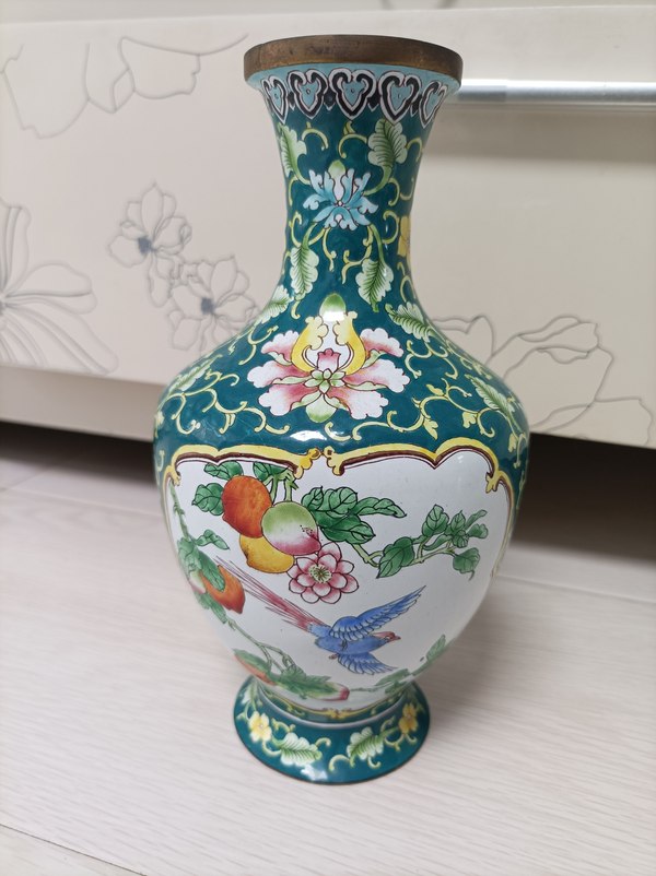 古玩陶瓷銅胎琺瑯花鳥瓶拍賣,當前價格999元