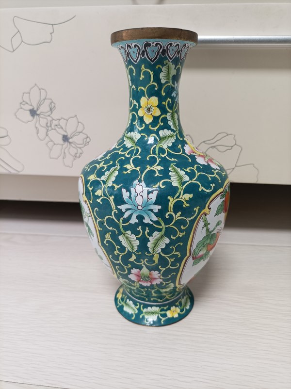 古玩陶瓷銅胎琺瑯花鳥瓶拍賣,當前價格999元