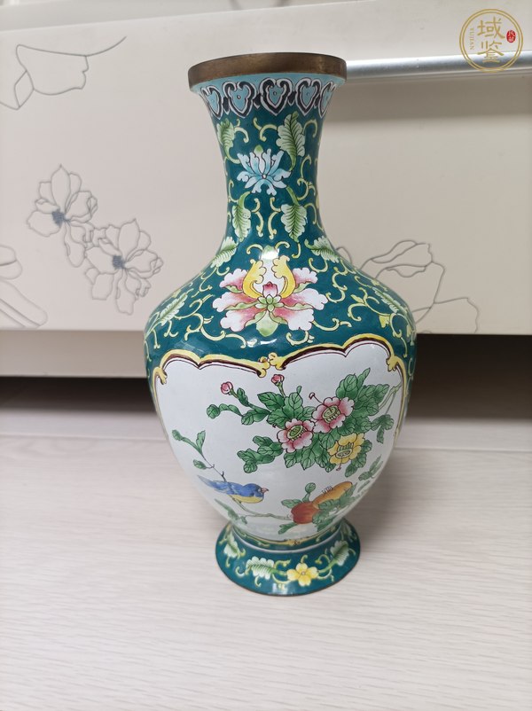 古玩陶瓷銅胎琺瑯花鳥瓶 真品鑒賞圖