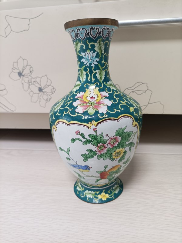 古玩陶瓷銅胎琺瑯花鳥瓶拍賣,當前價格999元