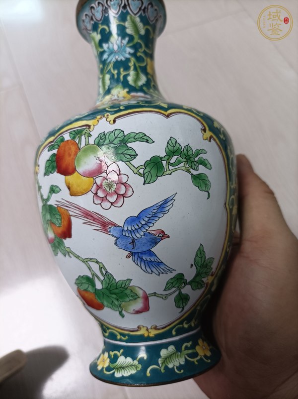 古玩陶瓷銅胎琺瑯花鳥瓶 真品鑒賞圖