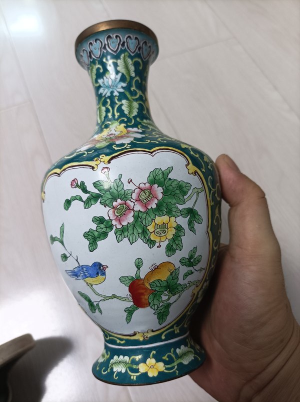 古玩陶瓷銅胎琺瑯花鳥瓶拍賣,當前價格999元