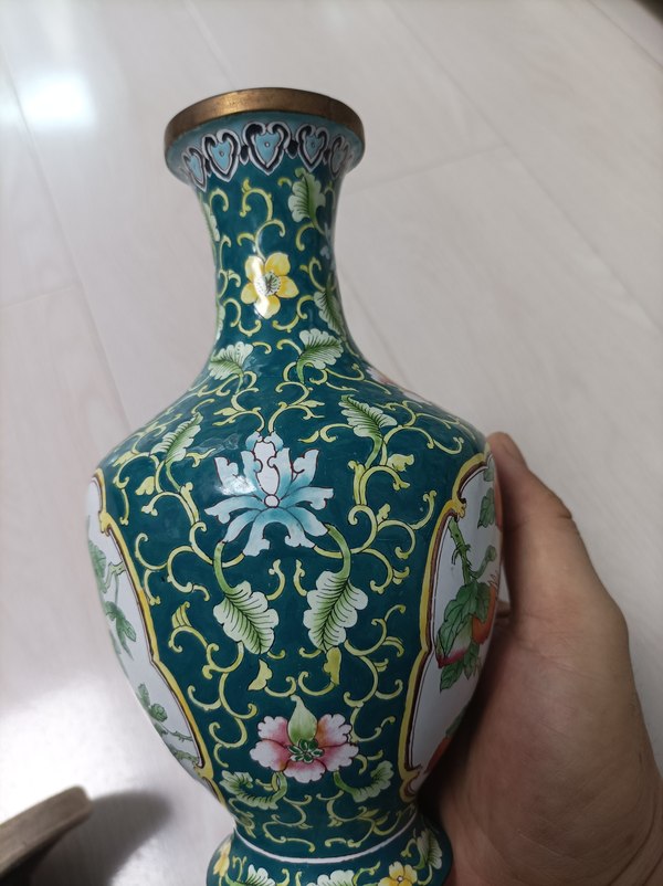古玩陶瓷銅胎琺瑯花鳥瓶拍賣,當前價格999元