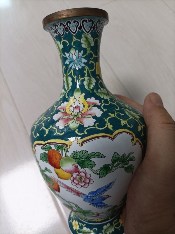 古玩陶瓷銅胎琺瑯花鳥瓶拍賣,當前價格999元