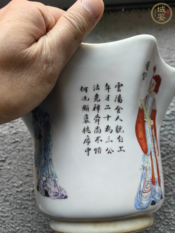 古玩陶瓷粉彩無雙譜葵口花盆真品鑒賞圖