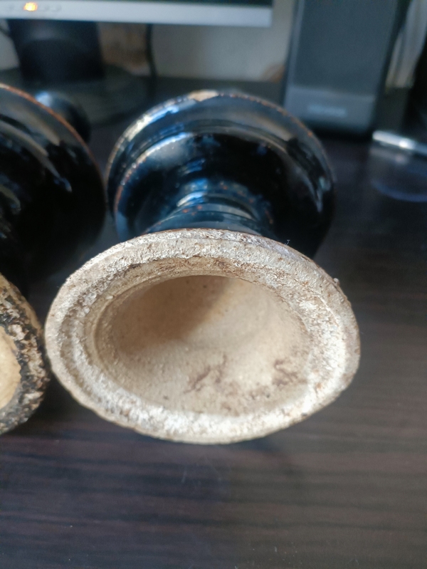 古玩陶瓷清代磁州窯系黑釉燈臺拍賣,當前價格198元