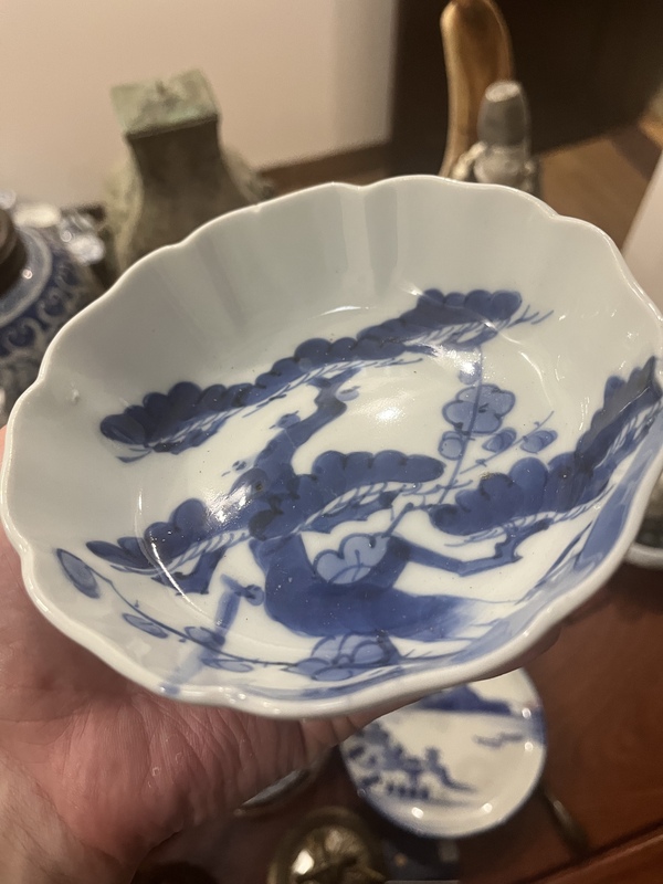 古玩陶瓷清代歲寒三友青花盤拍賣,當(dāng)前價(jià)格2800元