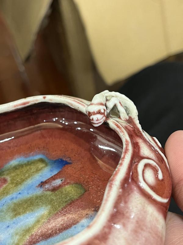 古玩陶瓷清中三陽開泰窯變紅釉螭龍蝠紋洗拍賣,當前價格16000元