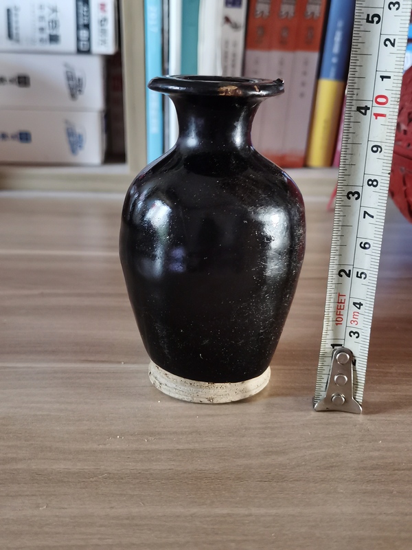 古玩陶瓷磁州窯黑釉撇口瓶拍賣,當前價格350元