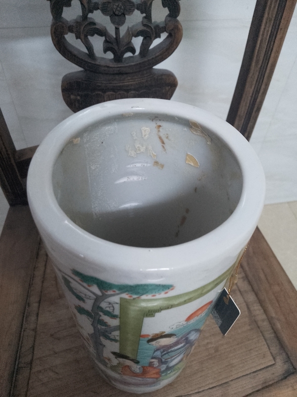 古玩陶瓷粉彩人物故事帽桶拍賣,當前價格1800元