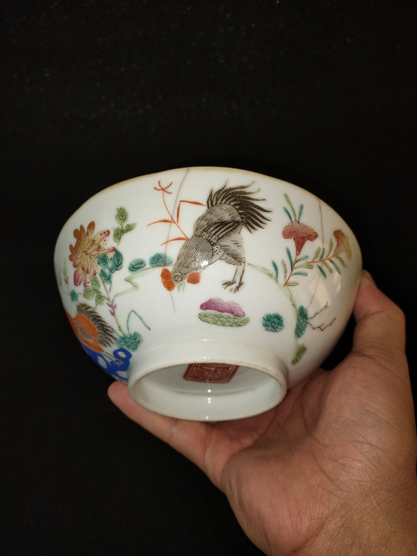 古玩陶瓷清同治?粉彩大吉紋碗拍賣,當前價格2600元