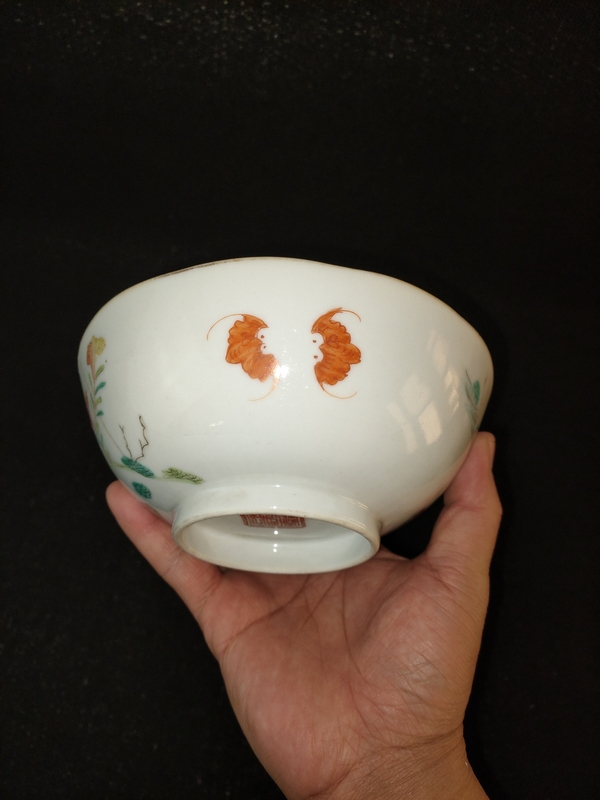 古玩陶瓷清同治?粉彩大吉紋碗拍賣,當前價格2600元