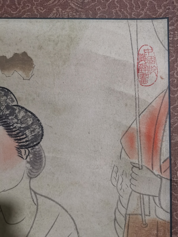 古玩字畫老中美協(xié)會(huì)員陜西咸陽美協(xié)主席李白穎唐壁畫宮女圖拍賣,當(dāng)前價(jià)格6000元