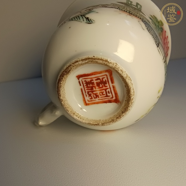 古玩陶瓷淺絳彩博古詩(shī)文杯真品鑒賞圖