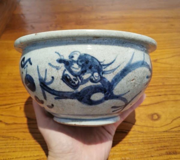 古玩陶瓷清中早期青花趕珠龍紋香爐拍賣,當前價格1000元